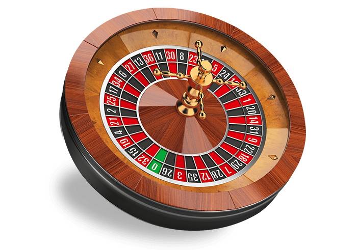 A wooden and polished European Roulette wheel on a white background